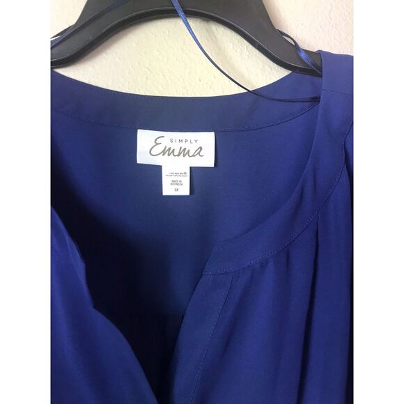 NWT Simply Emma Sheer Dark Blue Tunic Style Blouse with Roll Up Sleeves Size 3X - Picture 2 of 5